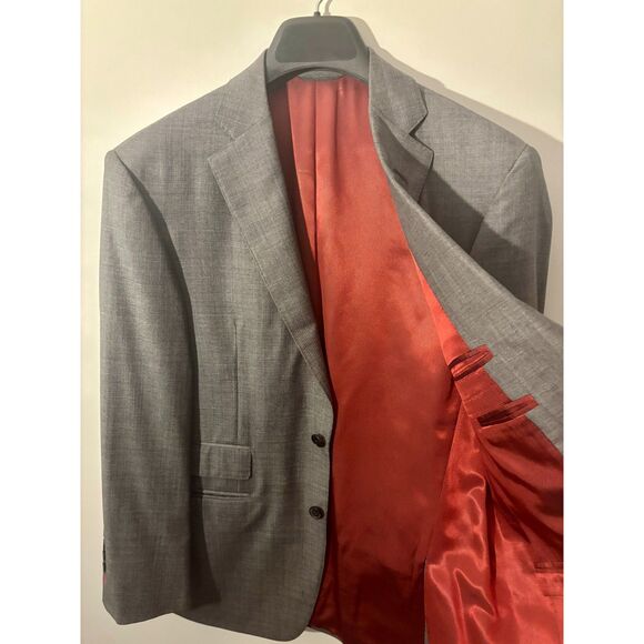 Adrian Jules Gray Men’s Wool-Silk Sport Coat Blazer 2-Button Red Lining 42R - Picture 3 of 4